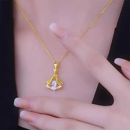 Elegant Gold Plated Crystal Pendant Necklace – Timeless Luxury Jewelry